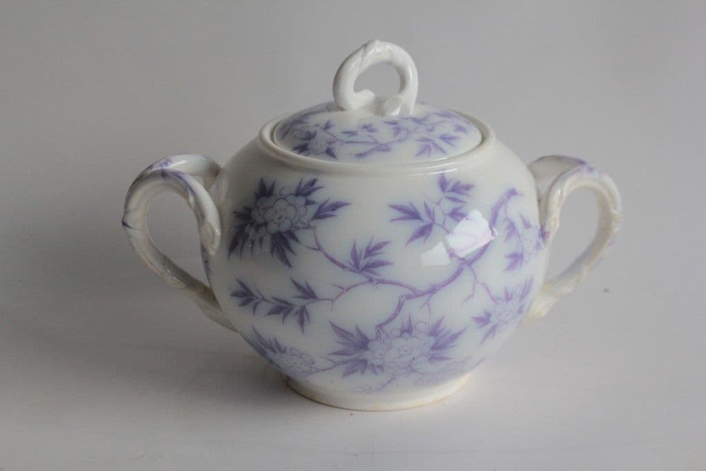 Sucrier porcelaine Aubépines Sarreguemines XIXe siècle
